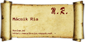 Mácsik Ria névjegykártya